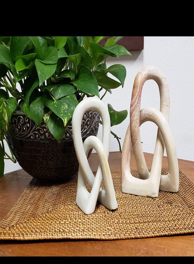 Stoneage Arts Continuous Looped Entwined Love Knot Sculpture Unique Modern Contemporary Décor Hand-Crafted Soapstone Artisans of Kenya Genuine Human Hands Precious Gift (6 Inch, Natural) - Image 4